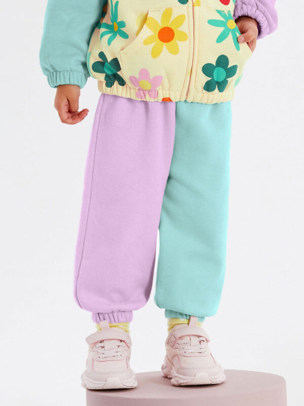 High Quality Spring And Autumn Girls Colorful Flowers Pattern Color Patchwork Long Sleeves Top Hoodie And Pants Clothing Set - Image 5