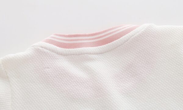 Baby Girl 1pcs Logo Graphic Graphic Side & Neck Striped Design Ruffle Hem Baseball Dress - Image 4
