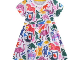Summer Pure Cotton Cute Various Cartoon Animals Pattern Sleeveless Dress for Stylish Girls