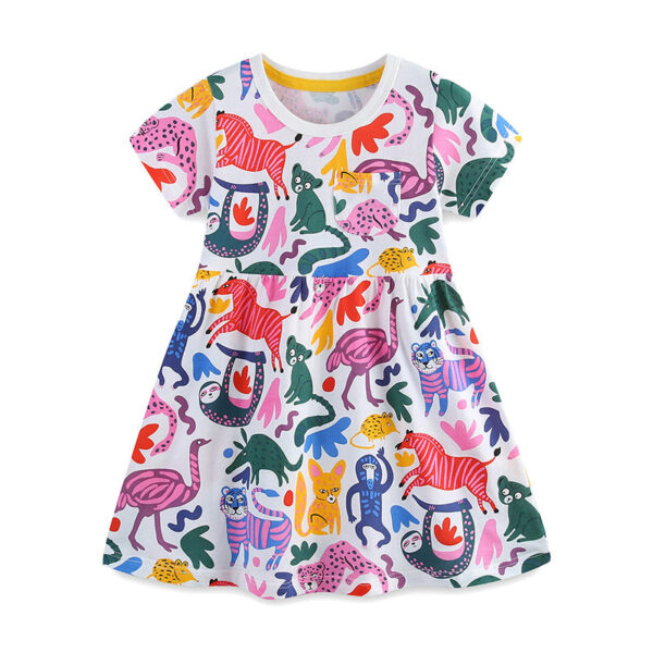 Summer Pure Cotton Cute Various Cartoon Animals Pattern Sleeveless Dress for Stylish Girls - Image 8