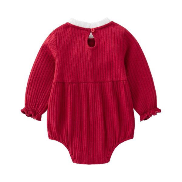 Baby Solid Color Big Bow Patched Design Beautiful Princess Onesies - Image 5