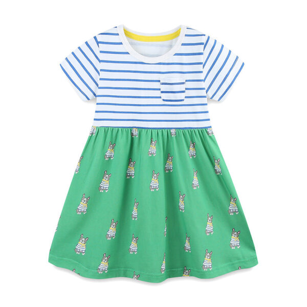 Summer Pure Cotton Cartoon Puppy Pattern Short Sleeves Dress for Stylish Girls - Image 6