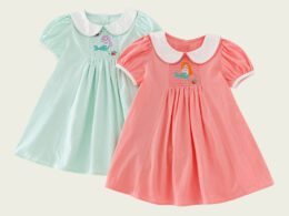 New Arrival Summer Baby Kids Girls Short Sleeves Mermaid Embroidery Dress