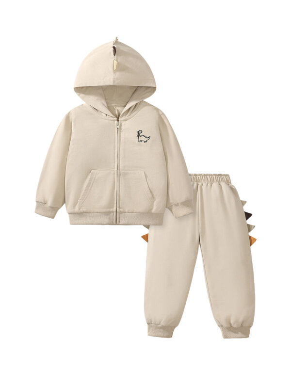 High Quality Spring And Autumn Boys Dinosaur Design Long Sleeves Top Zip-Up Hoodie And Pants Clothing Set - Image 7