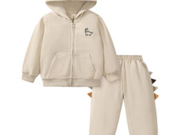 High Quality Spring And Autumn Boys Dinosaur Design Long Sleeves Top Zip-Up Hoodie And Pants Clothing Set