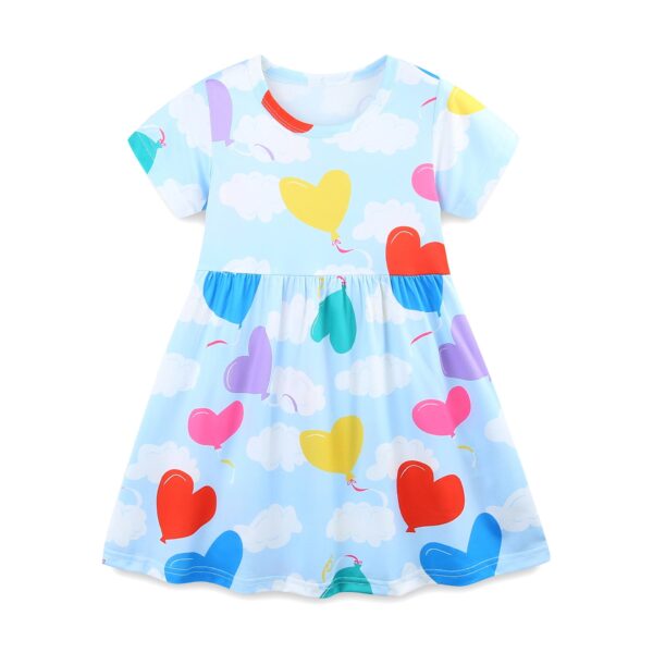 Summer Arrival Colorful Hearts Pattern Short Sleeves Dress for Stylish Girls - Image 6