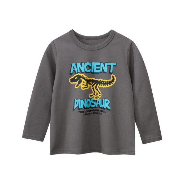 Autumn Baby Kids Boys Letters and Cartoon Print Long Sleeves Crew Neck Base Top Shirt - Image 2