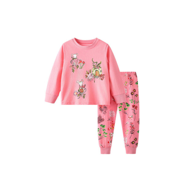 Spring and Autumn Girls Floral Pattern Long Sleeves Top and Pants Clothing Set - Image 9