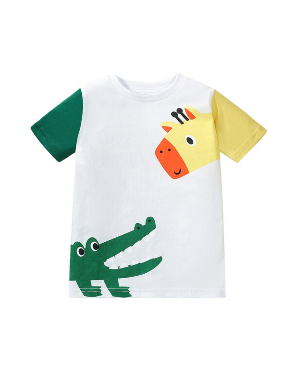 Kids’ Animals Cartoon Pattern Short Sleeves T-shirt in European and American Style for Summer - Image 5