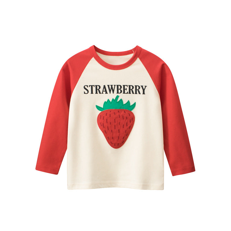 Baby Girl Strawberry Print Pattern Soft Cotton Crewneck Shirt - Image 5