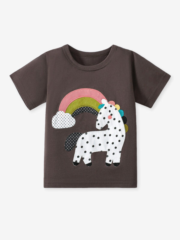 Girls’ Dots Cartoon Pattern Short Sleeves T-shirt in European and American Style for Summer - Image 4