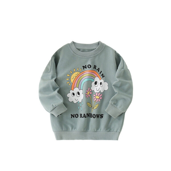 Autumn and Spring Arrival Flowers and Rainbow Cartoon Pattern Long Sleeves Pullover for Stylish Girls - Image 6