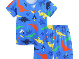 Summer Baby Kids Colorful Dinosaurs Pattern T-shirt and Shorts Casual Clothing Set for Boys