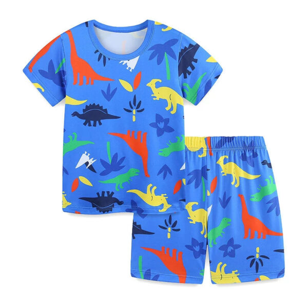 Summer Baby Kids Colorful Dinosaurs Pattern T-shirt and Shorts Casual Clothing Set for Boys - Image 8