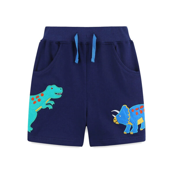 Summer Baby Kids Cartoon Animals Pattern T-shirt and Shorts Color Patchwork Clothing Set for Boys - Image 5