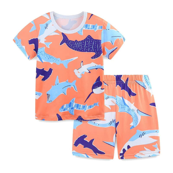 Summer Baby Kids Cartoon Whales Pattern T-shirt and Shorts Casual Clothing Set for Boys - Image 6