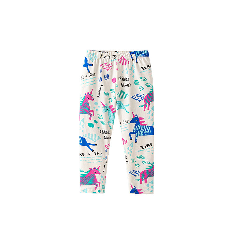 Autumn Arrival Baby Kids Girls Cartoon Pattern Cute Pants