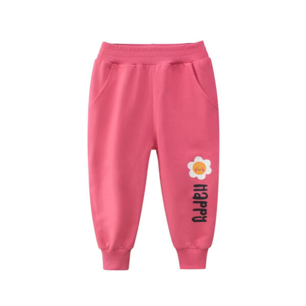 Baby Girl Cartoon Animal Graphic Solid Color Elastic Trousers - Image 17