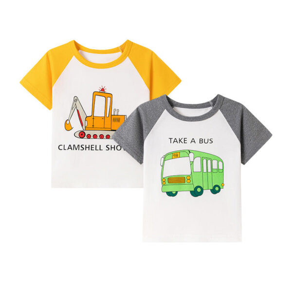 Kids’ Cartoon Pattern Short Sleeves T-shirt in European and American Style for Summer