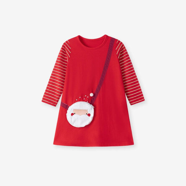 Autumn and Spring Arrival Christmas Cartoon Pattern Striped Long Sleeves Dress for Stylish Girls - Image 10