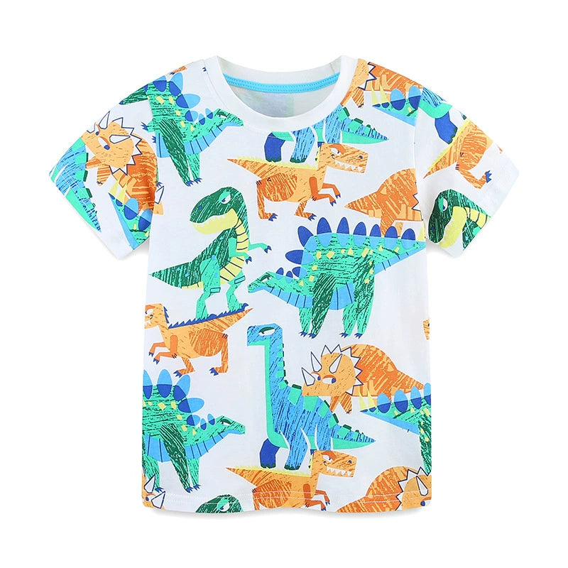 Summer Boys’ Dinosaurs Animals Cartoon Pattern T-shirt in European and American Style - Image 7