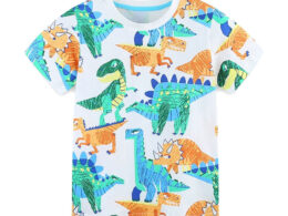 Summer Boys’ Dinosaurs Animals Cartoon Pattern T-shirt in European and American Style