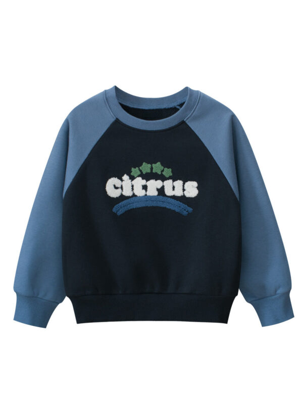 Autumn Baby Kids Boys Letters Pattern Color Patchwork Long Sleeves Crew Neck Top Pullover - Image 9
