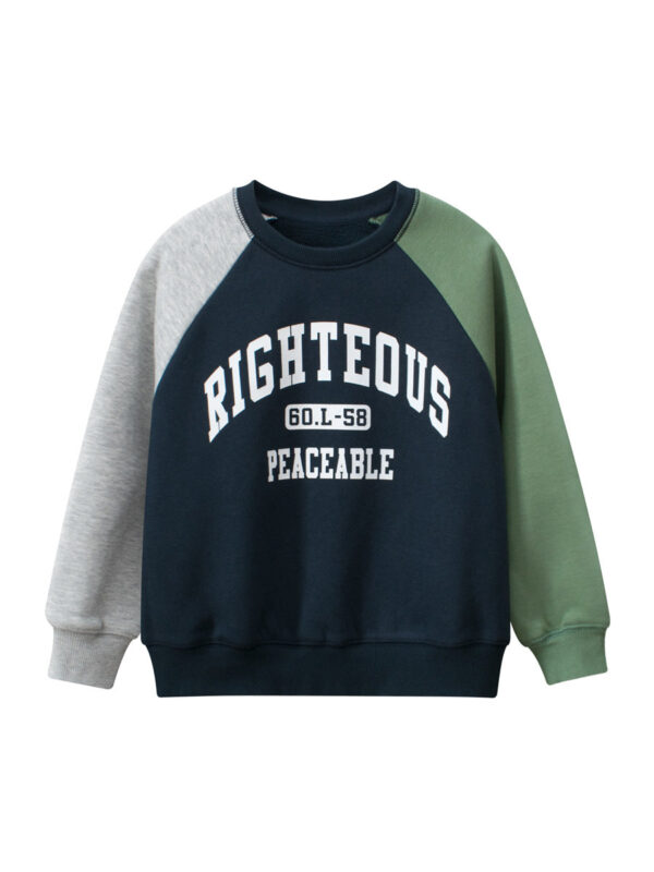 Arrival Kids Letters Printed Pattern Crew Neck Long Sleeves Warm Cozy Pullover - Image 7
