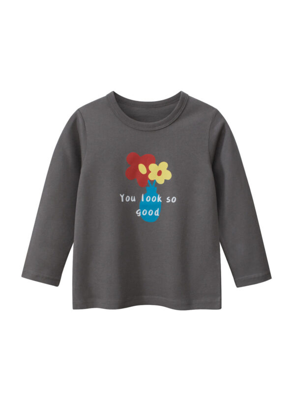 Autumn Arrival Kids Girls Flowers Cartoon and Letters Print Crew Neck Long Sleeves Pullover Sweatshirt - Image 7