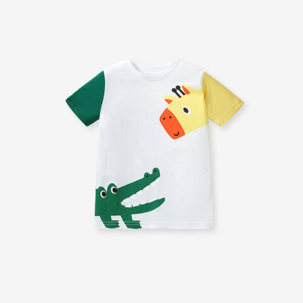 Kids’ Animals Cartoon Pattern Short Sleeves T-shirt in European and American Style for Summer - Image 7