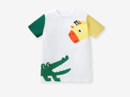 Kids’ Animals Cartoon Pattern Short Sleeves T-shirt in European and American Style for Summer