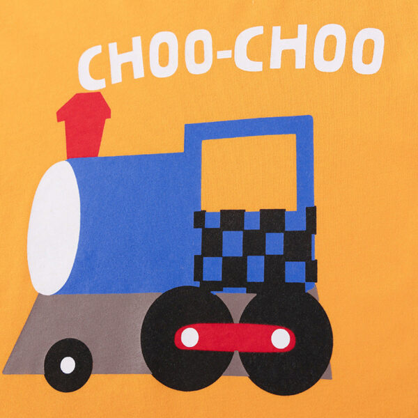 Spring and Autumn Boys Train Cartoon Pattern Long Sleeves Shirt and Pants Clothing Set - Image 5
