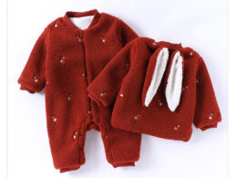 Autumn and Winter Arrival Unisex Baby’s Warm Fleece-lined Starlight Pattern Rompers