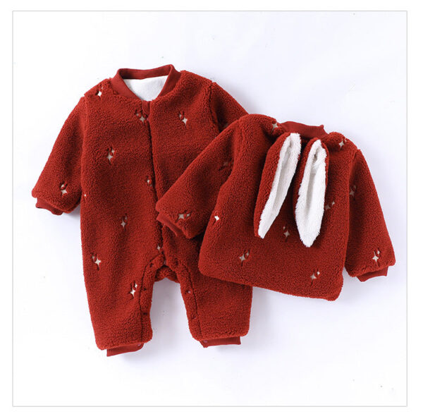 Autumn and Winter Arrival Unisex Baby’s Warm Fleece-lined Starlight Pattern Rompers