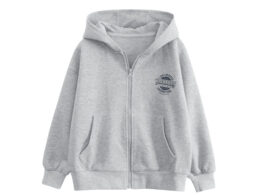 Spring European and American Style Kids’ Outerwear: Letters Print Long Sleeves Zip-up Hooded Coat for Children