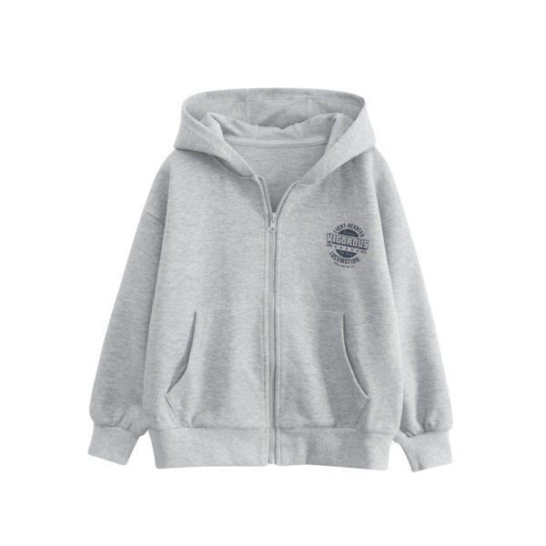Spring European and American Style Kids’ Outerwear: Letters Print Long Sleeves Zip-up Hooded Coat for Children - Image 8