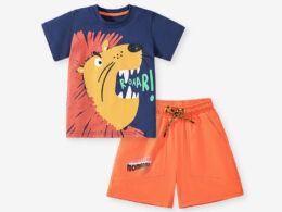Summer Baby Kids Cartoon Pattern T-shirt and Shorts Clothing Set for Boys