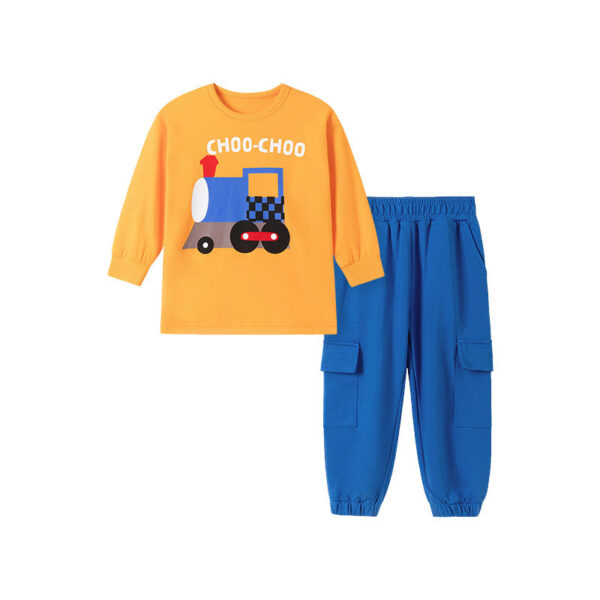 Spring and Autumn Boys Train Cartoon Pattern Long Sleeves Shirt and Pants Clothing Set - Image 7