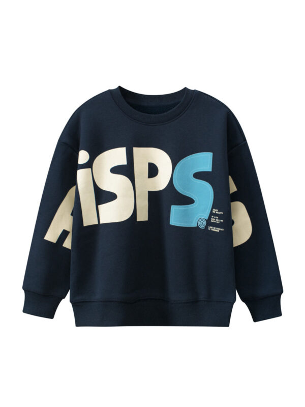 Baby Boy Kids Letters Printing Crew Neck Long Sleeve Fleece Pullover - Image 7