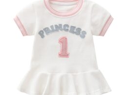 Baby Girl 1pcs Logo Graphic Graphic Side & Neck Striped Design Ruffle Hem Baseball Dress