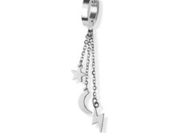 Dangle Lightening Bolt Star and Moon Huggie Earring