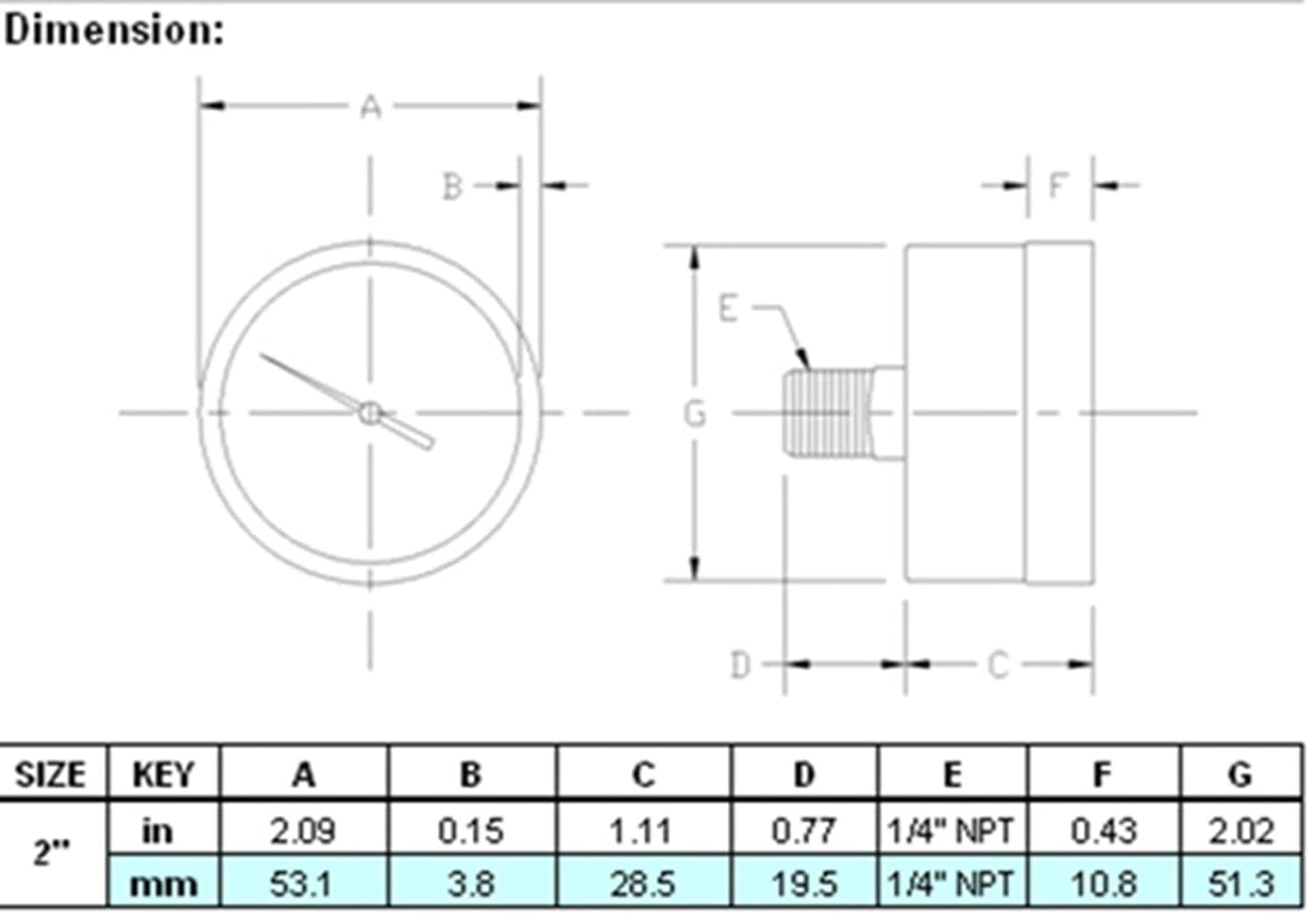 Universal replacement for Pentair 190059 Pressure Gauge - Image 2