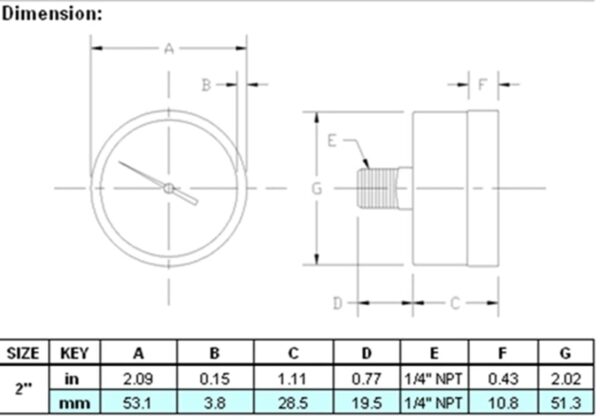 Universal replacement for Pentair Sta-Rite 33600-0023T 2" Pressure Gauge - Image 4