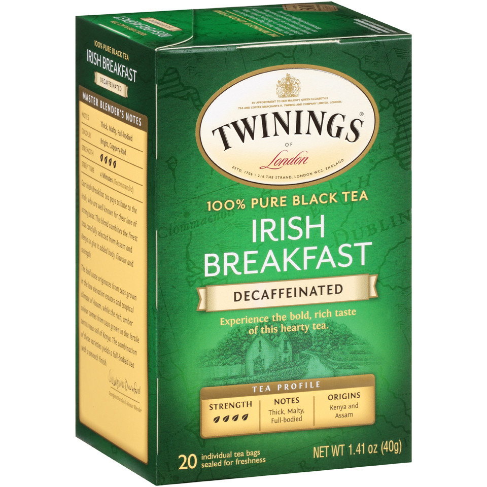Twinings Decaf Irish Breakfast Black Tea 20 Tea Bags (Pack of 6 Boxes) - Image 2