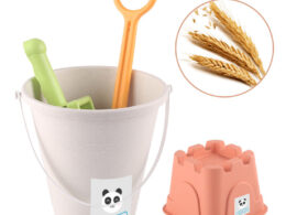 Children Wheat Straw Medium Beach Bucket Dinosaur Model Toy