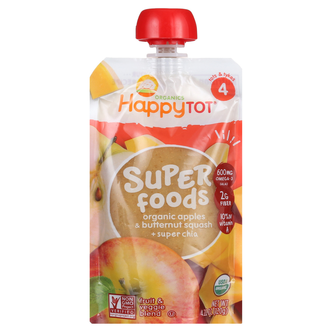 Happy Tot Organic Stage 4 Pouch Food Apple & Squash (16x4.22 Oz) - Image 5