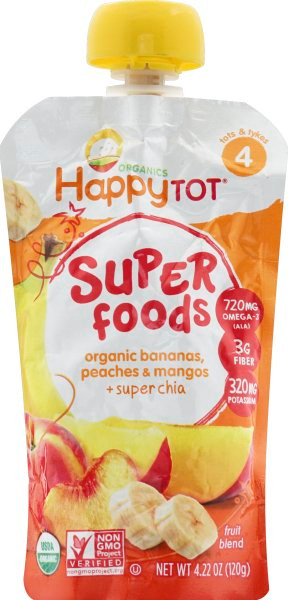 Happy Tot Organic Stage 4 Pouch Food Banana, Mango & Peach (16x4.22 Oz) - Image 2