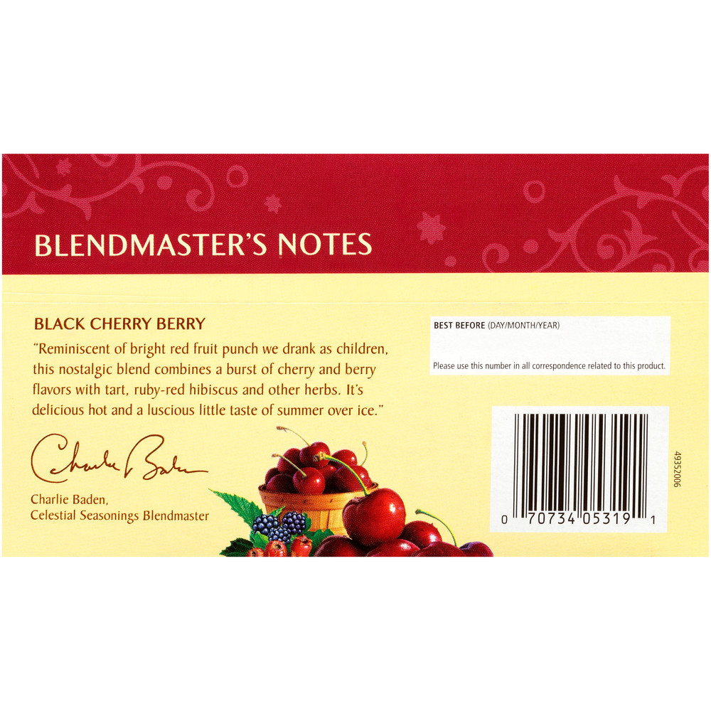 Celestial Seasonings Black Cherry Berry Herbal tea 20 Tea Bags (Pack of 6 Boxes) - Image 4