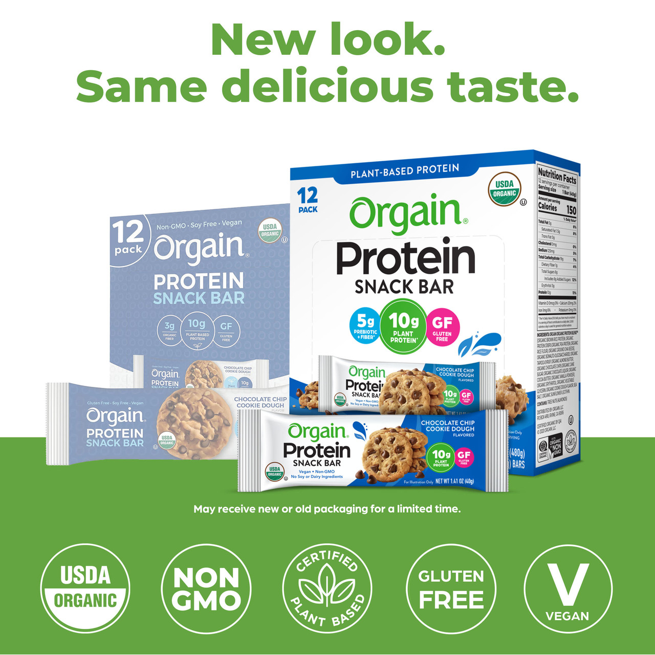 Orgain Organic Cookie Dough Protein Snack Bar 1.41 oz (Pack of 12) - Image 4