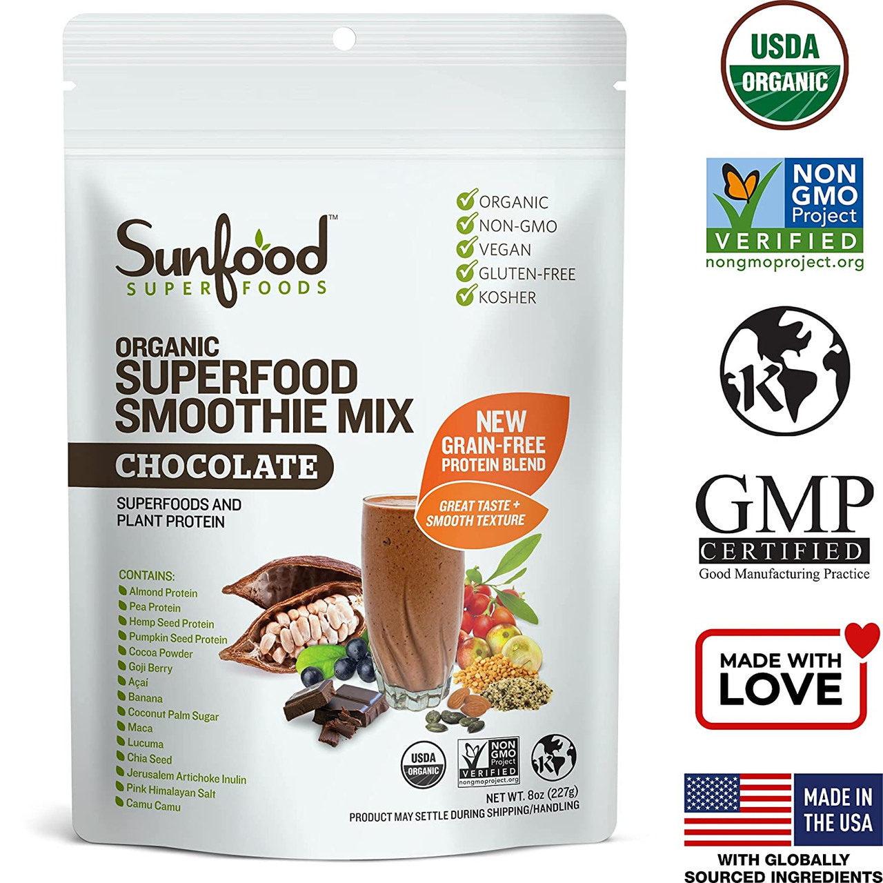 Sunfood Organic Chocolate Superfood Smoothie Mix 8 oz - Image 6